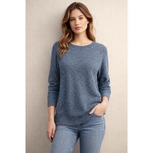 L.L.Bean blue textured cotton knit sweater size M